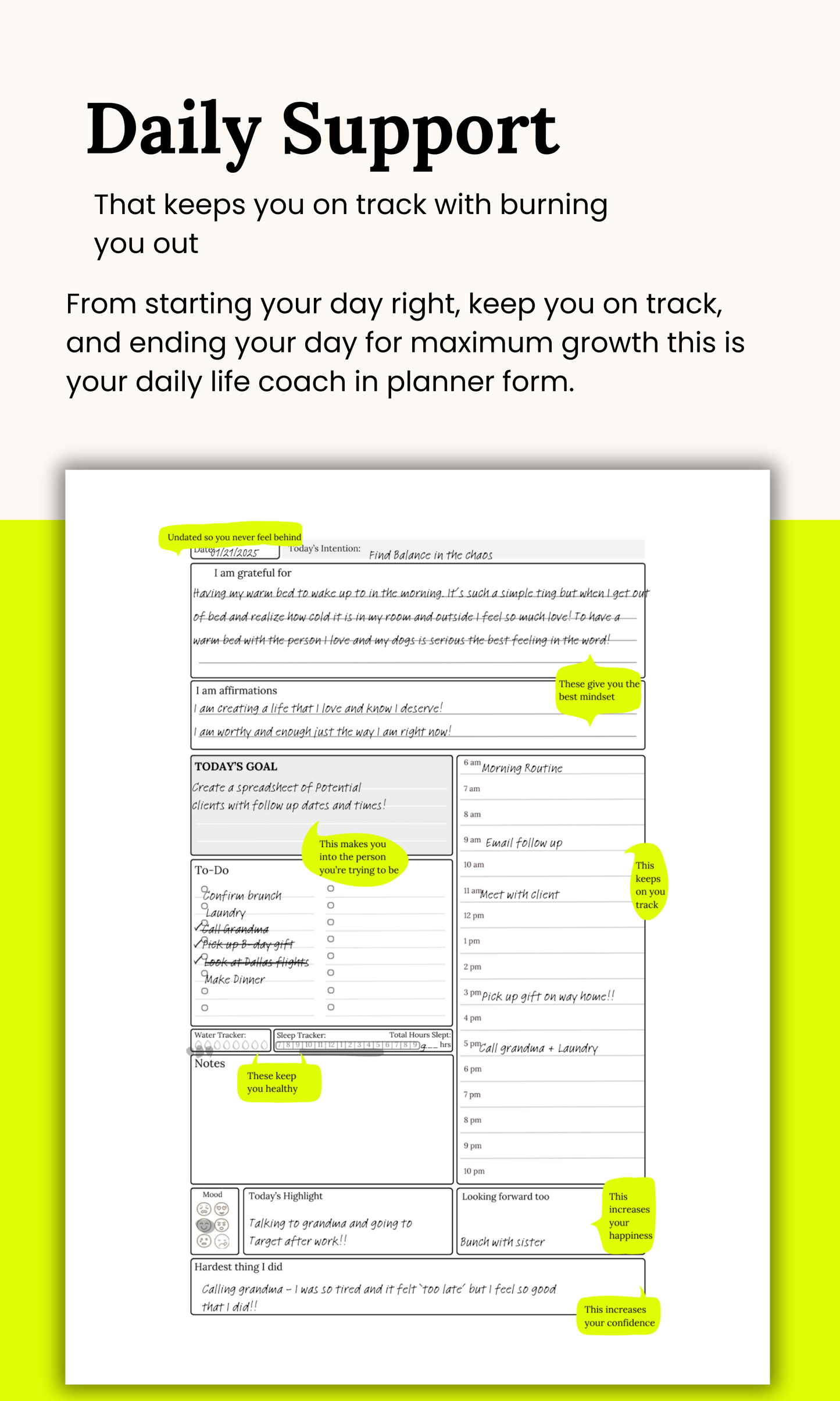 Printable perfectionist people pleaser Planner || The Self Help Planner w/ Editable Canva Template