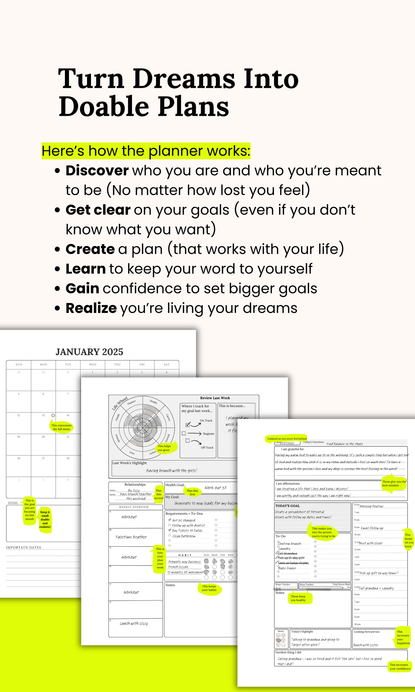 Printable perfectionist people pleaser Planner || The Self Help Planner w/ Editable Canva Template