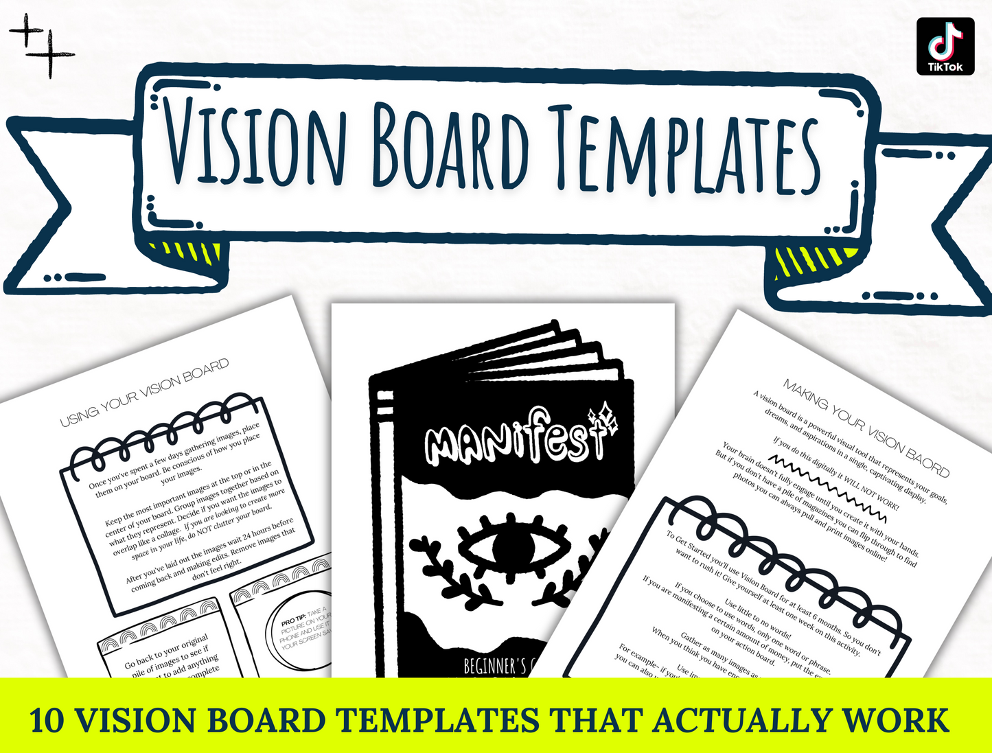 6 Vision Board Templates + 3 Blank Vision Boards: Manifest Your Dream ...